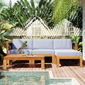 TOPMAX Outdoor Backyard Patio Wood 5-Piece Sectional Sofa Seating Group Set with Cushions, Natural Finish+ Gray Cushions