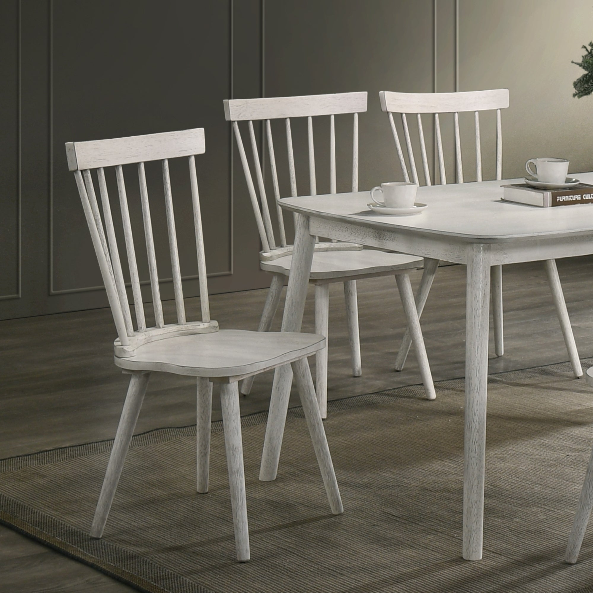 2-Piece Rustic Dining Side Chair Set, Solid Wood Frame, Farmhouse Modern Design, Easy Assembly