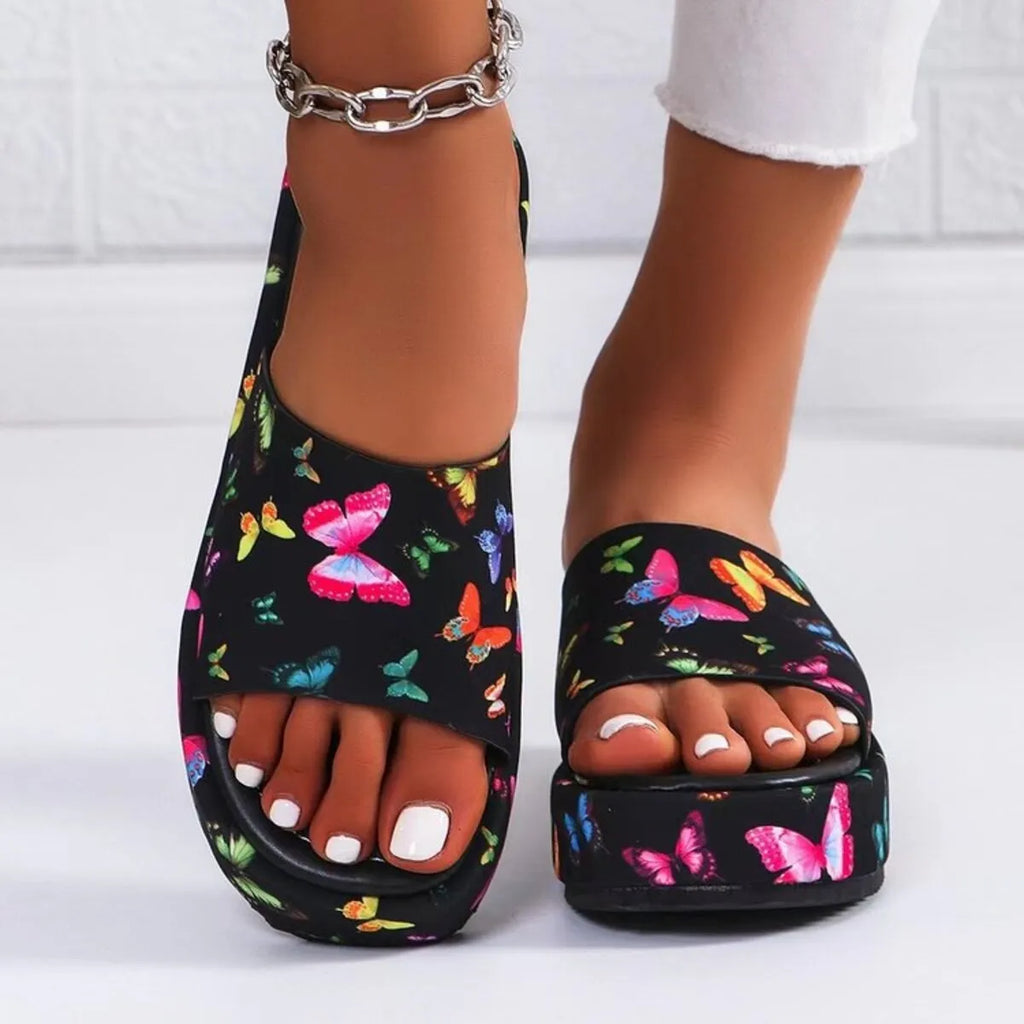 Printed Open Toe Platform Sandals