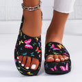 Printed Open Toe Platform Sandals