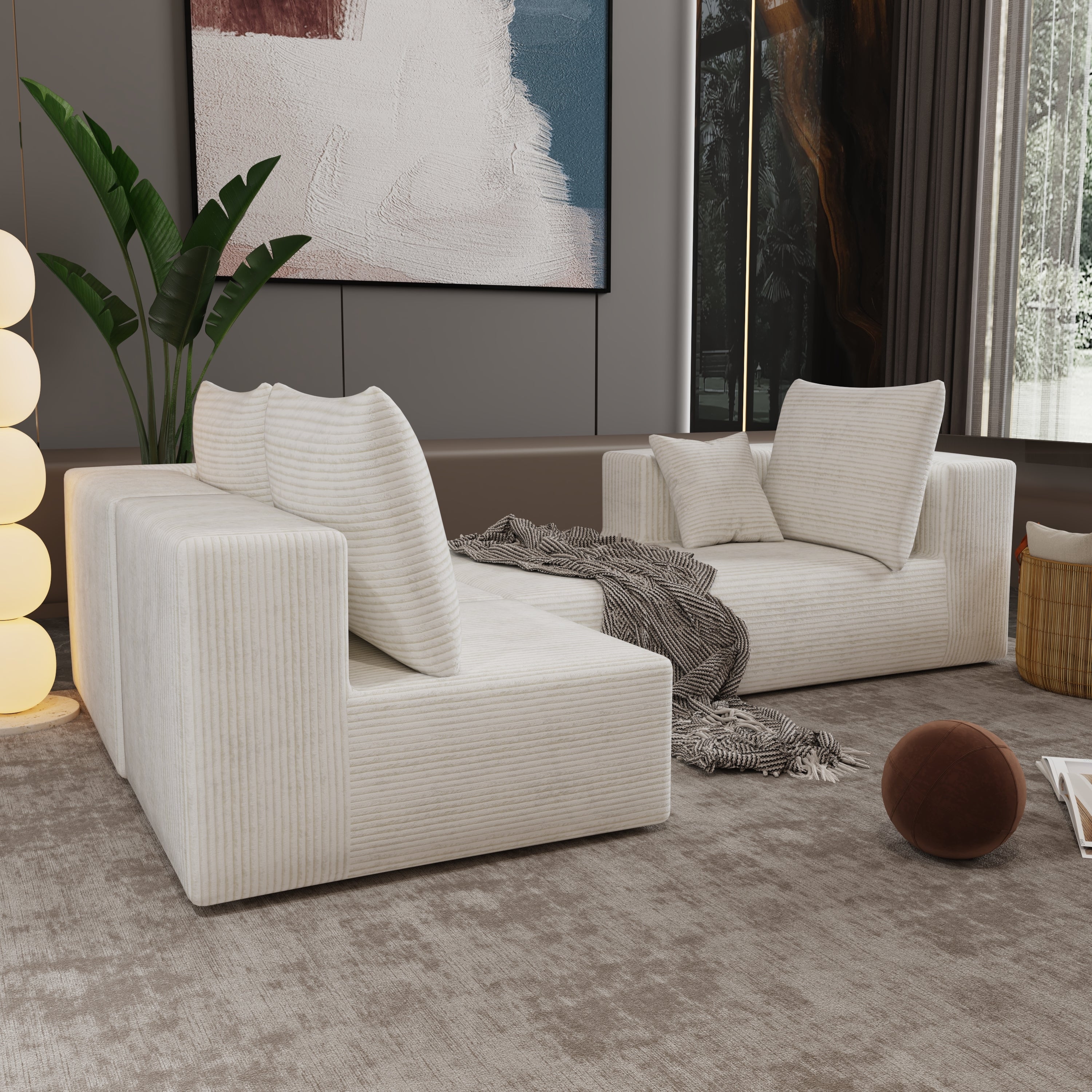 Corner combination sofa, sectional sofa ,couch sofa,sofa bed, made of high-density sponge and soft plush fabric, with multiple combinations available(beige)
