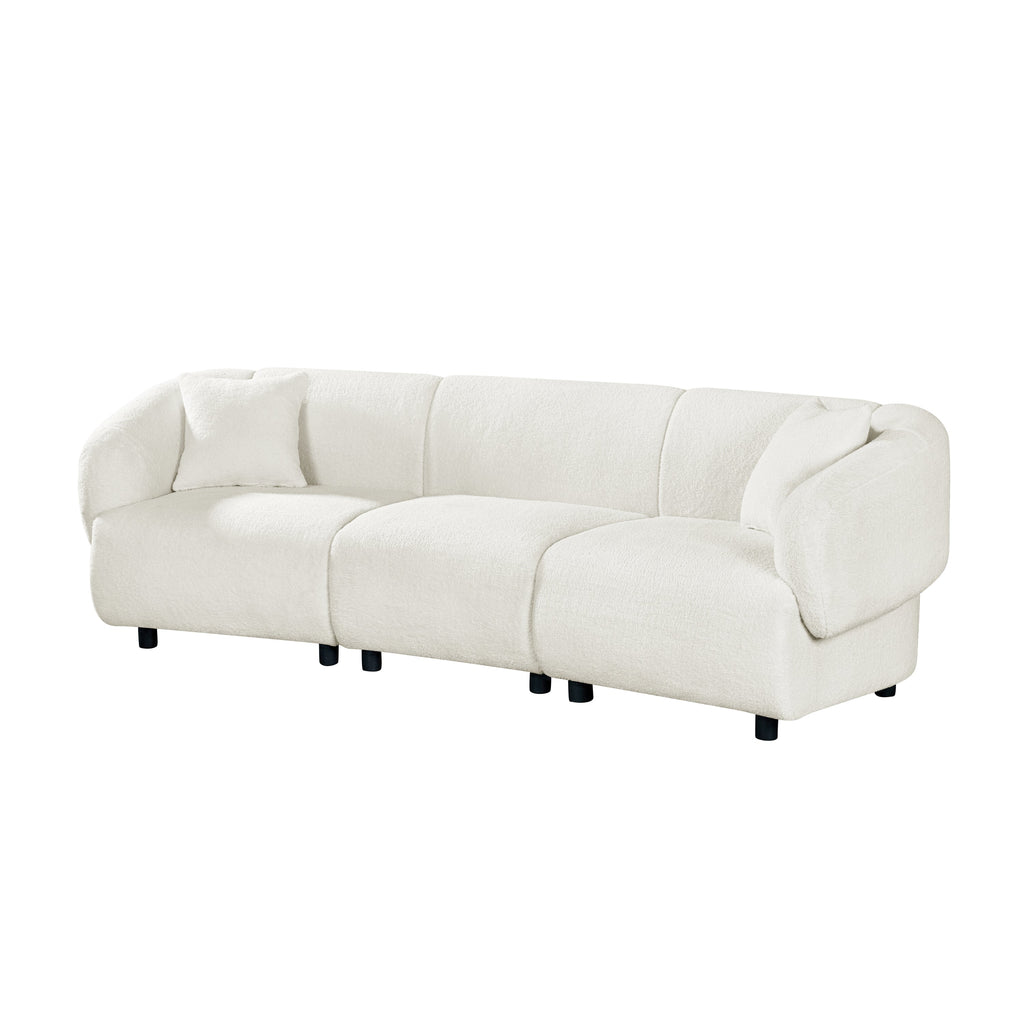 98.5 ' Curved Designed Contemporary 3-Seater Sofa in Beige: Plush Seating, Streamlined Design, and Durable Frame – Ideal for Stylish Living Spaces