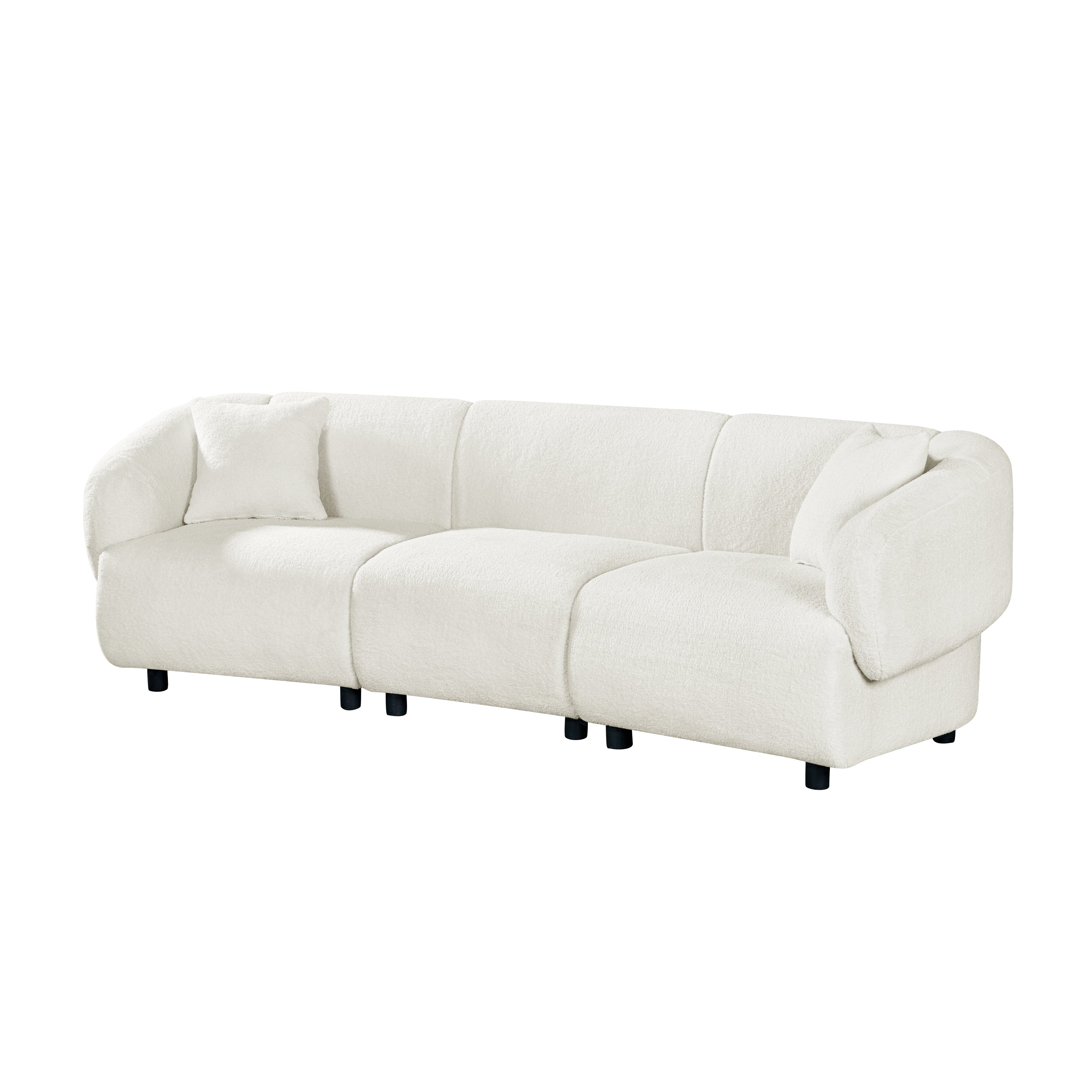 98.5 ' Curved Designed Contemporary 3-Seater Sofa in Beige: Plush Seating, Streamlined Design, and Durable Frame – Ideal for Stylish Living Spaces