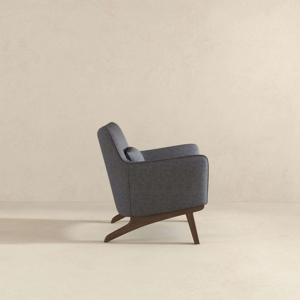 New Design Brayden Mid Century Modern Grey Linen Armchair with Solid Wood Frame and Padded Seat for Home Office 32.5'H x 30'W x 30'D