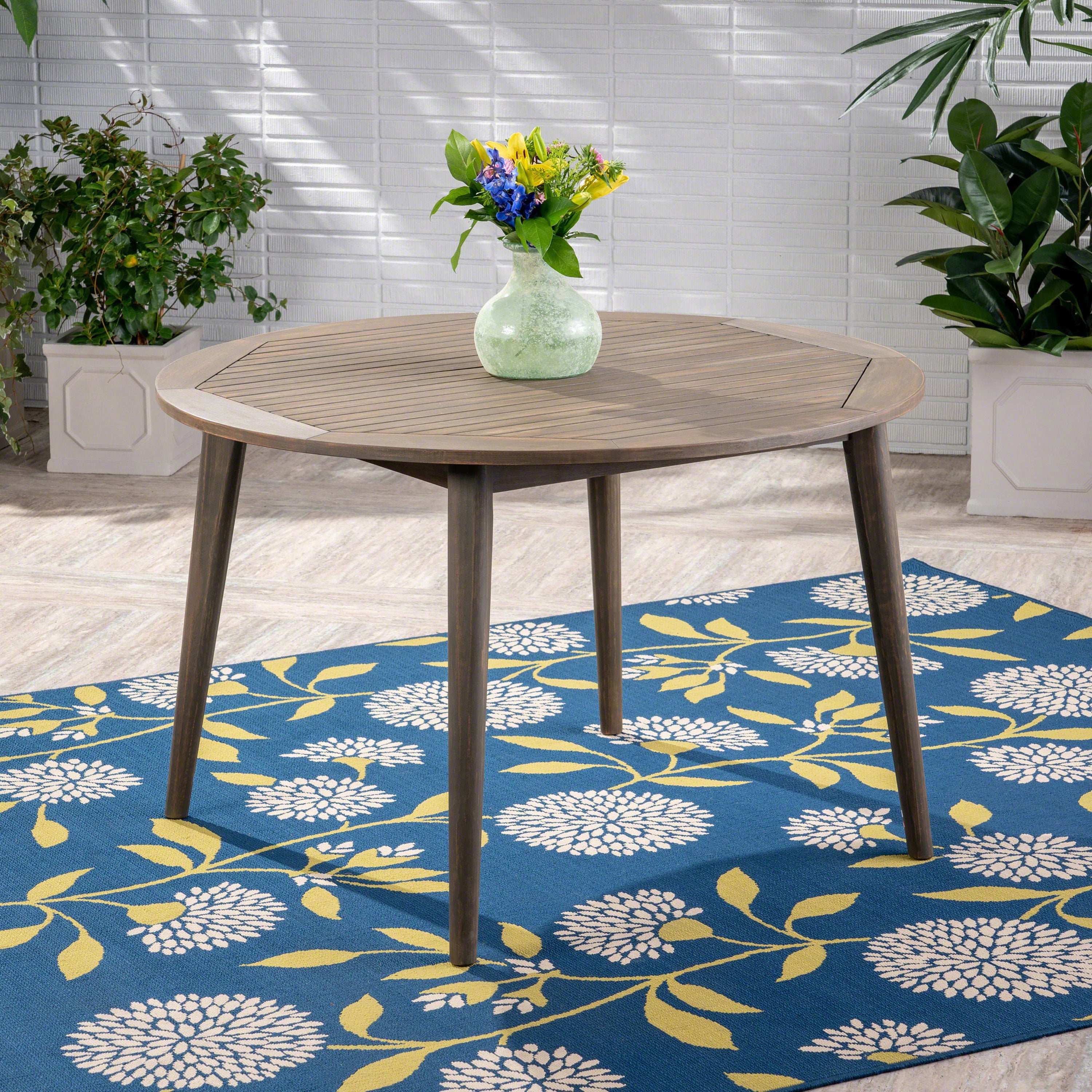 STAMFORD 47 Outdoor Dining Table Modern Design Grey Acacia Wood 47.25 inches