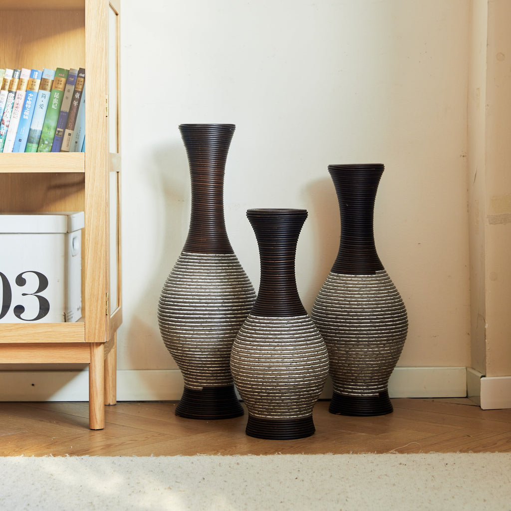 Desktop Vase, Brown Decorative Floor Vase, Classic and Neat Floor Vase, High Independent Flower Stand, Artificial Vine Vase, PVC Floor Vase, Home Decoration Flower Stand Set of 3 pieces