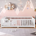 Full Size Bed Floor Bed with Safety Guardrails and Door for Kids, White(Old SKU: W1580P154625)