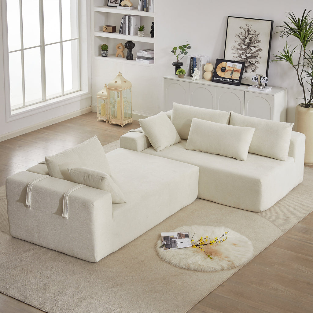 Modern Chenille Upholstered Sectional Sofa Couch Set,Modular 108' L Shaped Sectional Living Room Sofa Set With 6 Pillows,Free Combination Sofa Couch for Living Room,Bedroom(Right Chaise)