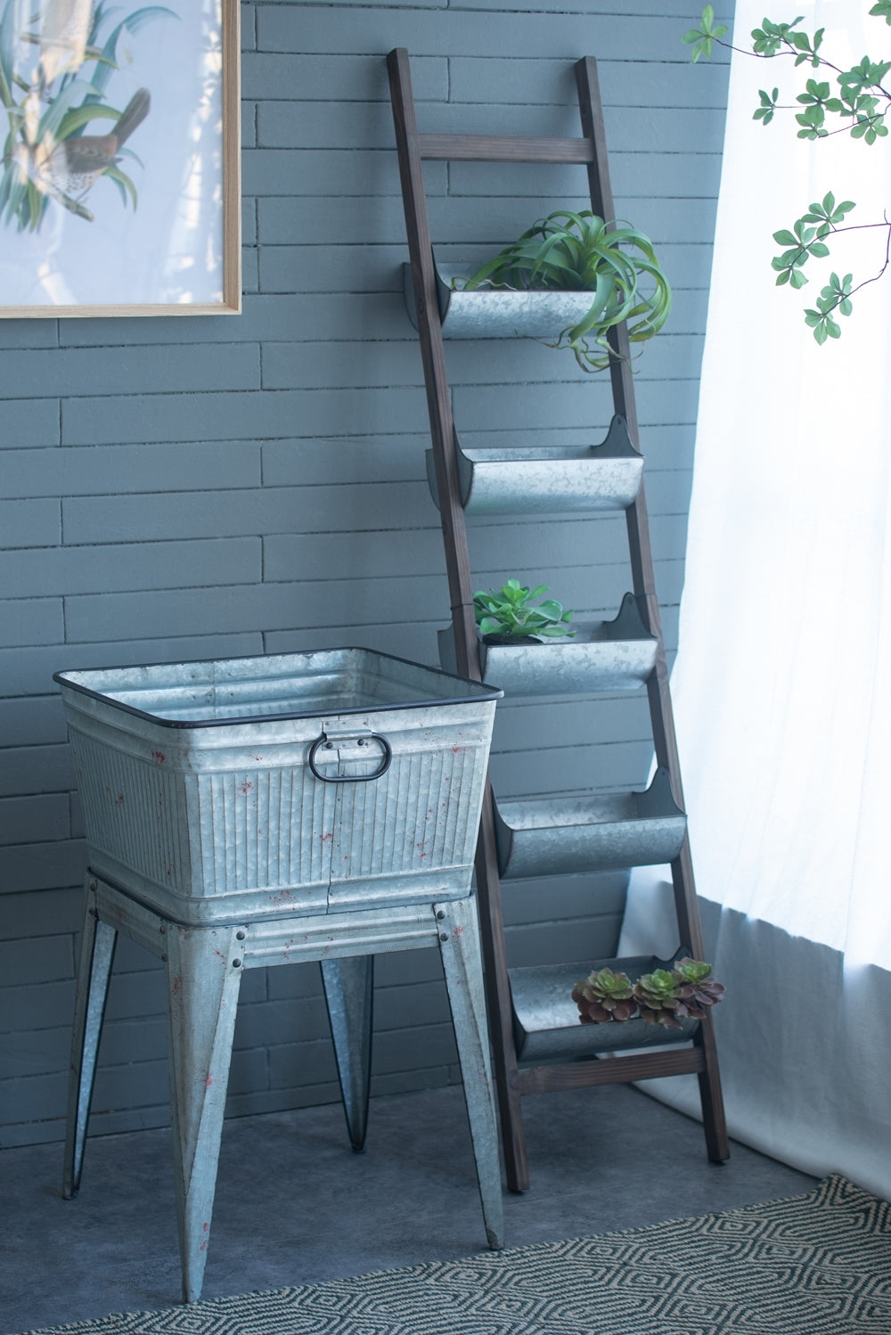 20.5x20.5x21' Large Perryman Galvanized Tub On Stand, for Plant Pot/Planter/ Metal Ice Buckets