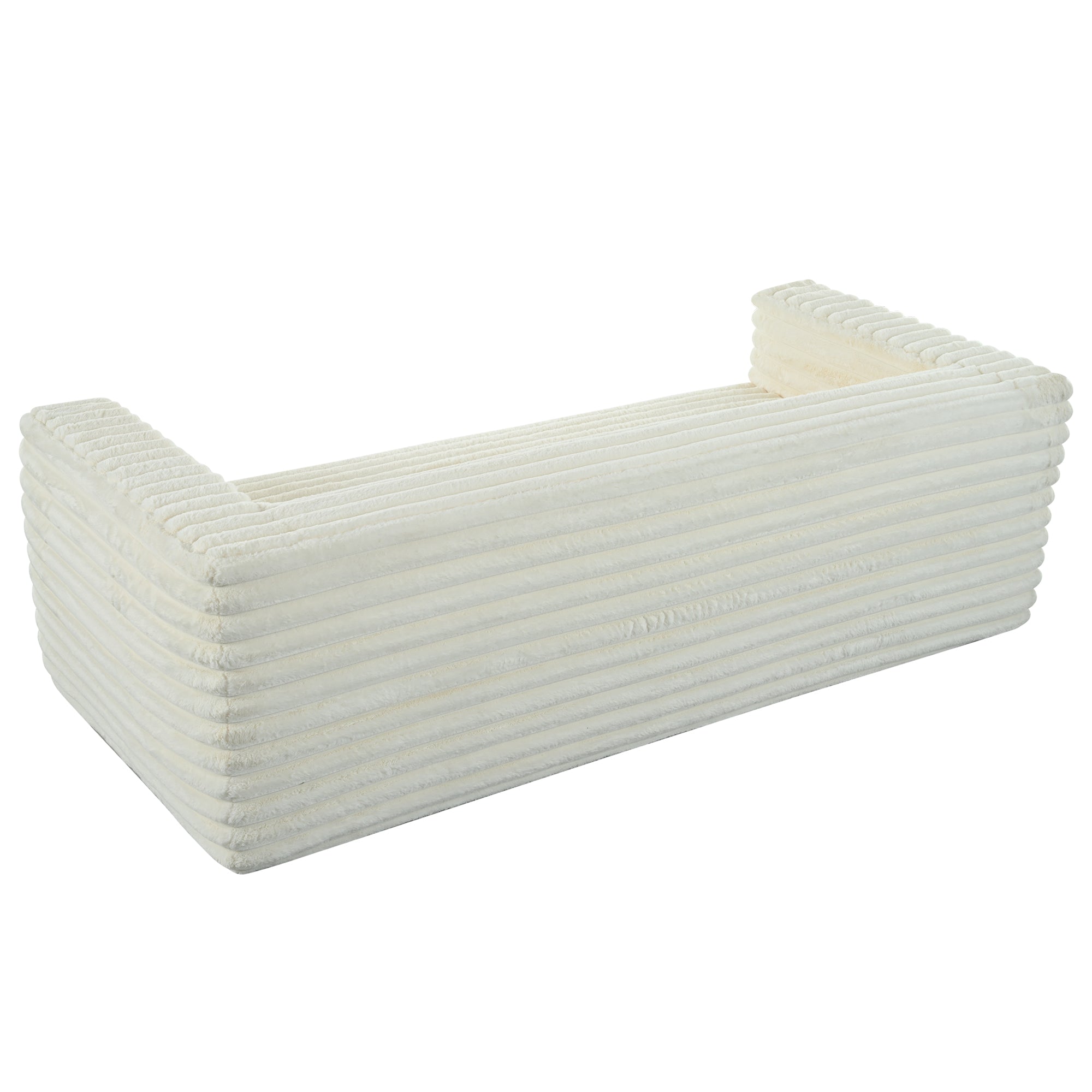 89" Modern Corduroy Couch, 3 Seats Plush Sofa with Squared Arm,Luxury Comfy Seat Super Soft Couches for Living Room,Small Space,Office,Apartment,No Assembly Required