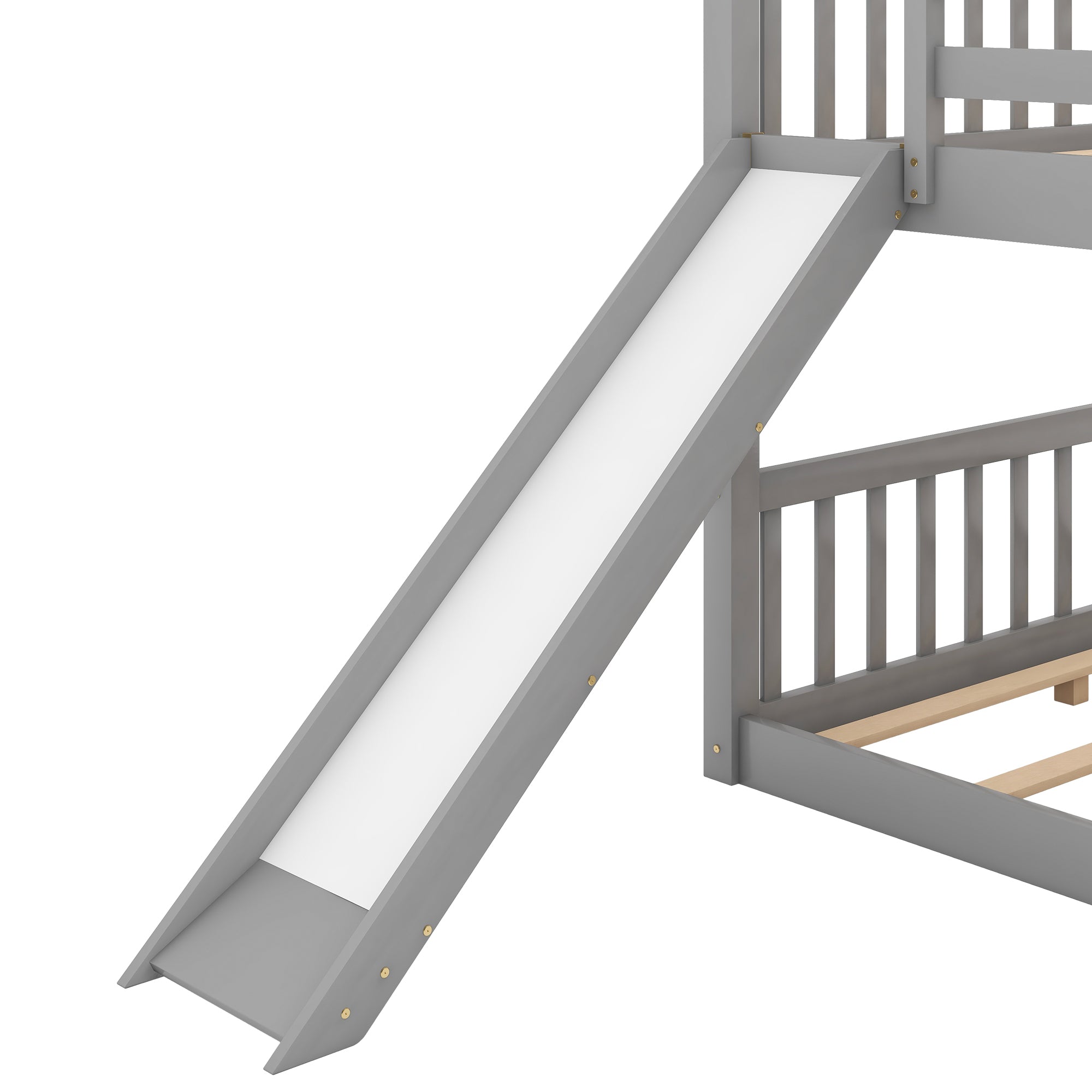 Full over Full Bunk Bed with Convertible Slide and Ladder, Gray(Old SKU: GX000708AAE)
