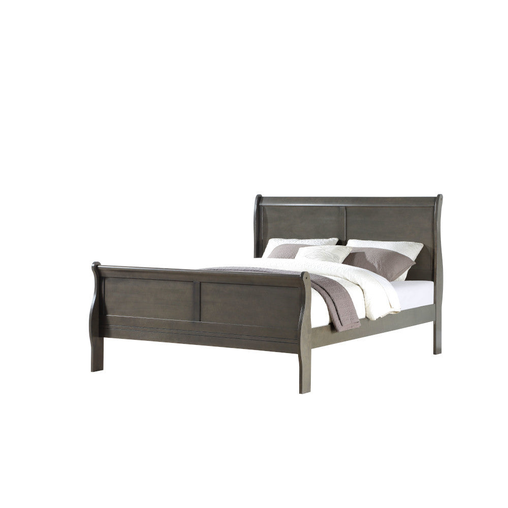 Louis Philippe Dark Gray Finish 2PCS Bedroom Set (E. King)