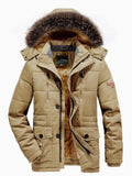 Zip Up Long Sleeve Puffer Coat with Faux Fur Hood