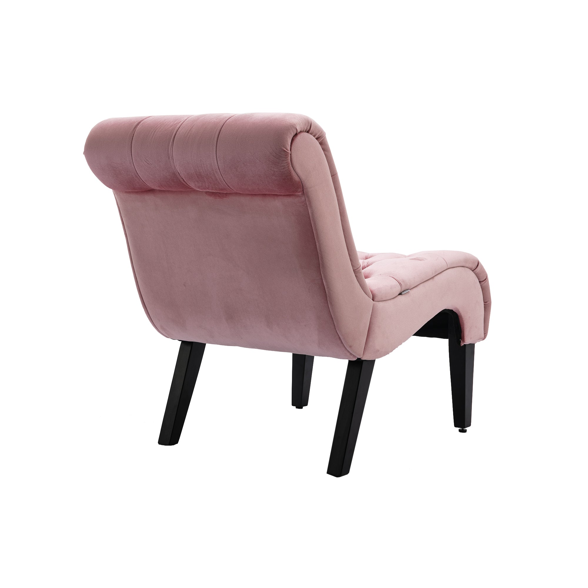 COOLMORE Modern Velvet Armless Accent Living Room Chair / Leisure Chair,Upholstered Fabric Button Comfortable Chair with Wooden Legs for Bedroom, Living Room, Office (Pink Velvet)