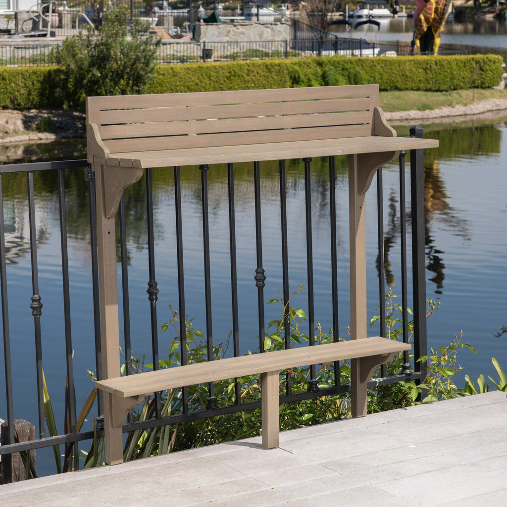 Outdoor Acacia Wood Balcony Bar Table, Gray Finish