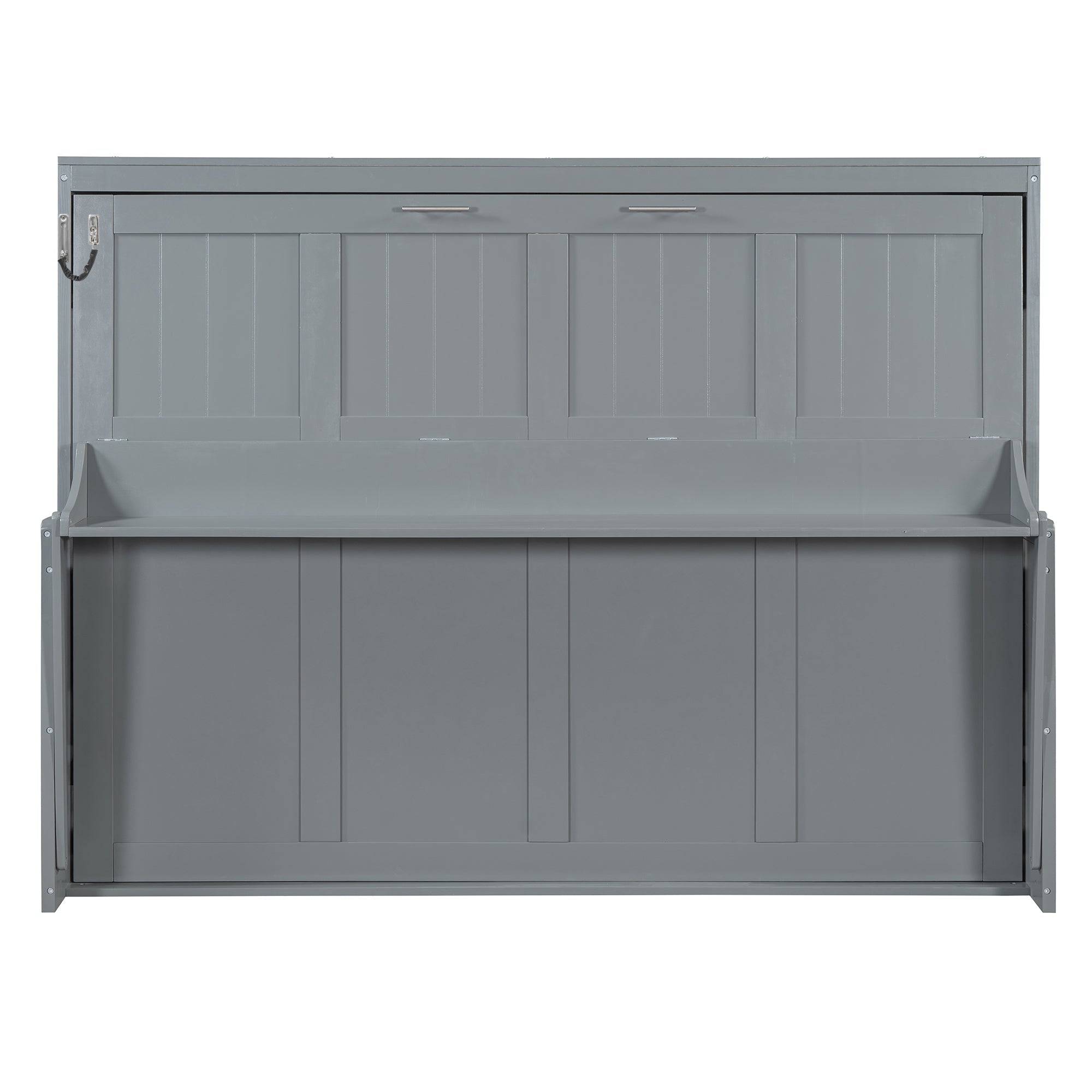Queen Size Murphy Bed with Hydraulic Lift & Desk Design, Gray(OLD SKU: N820S00033E)
