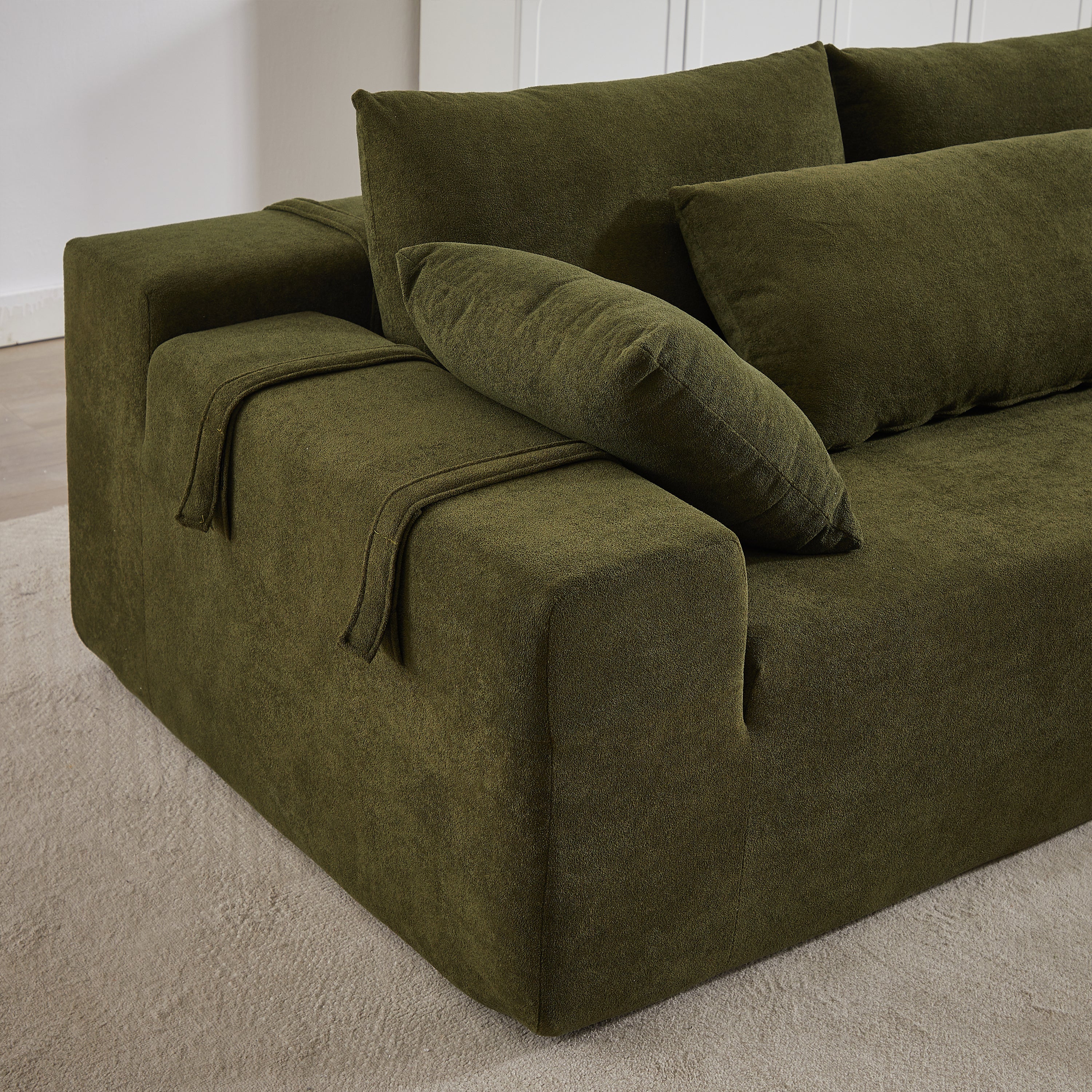 Modern Chenille Upholstered Sectional Sofa Couch Set,Modular 108' L Shaped Sectional Living Room Sofa Set With 6 Pillows,Free Combination Sofa Couch for Living Room,Bedroom(Right Chaise)