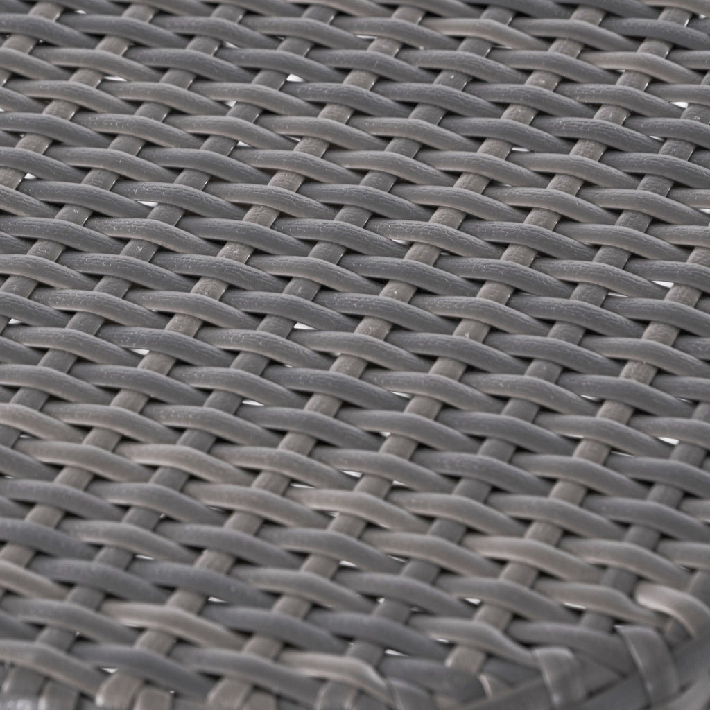 Outdoor Wicker Patio Side Table with Durable Polyethylene Frame in Grey, 20'' H x 19.25'' W