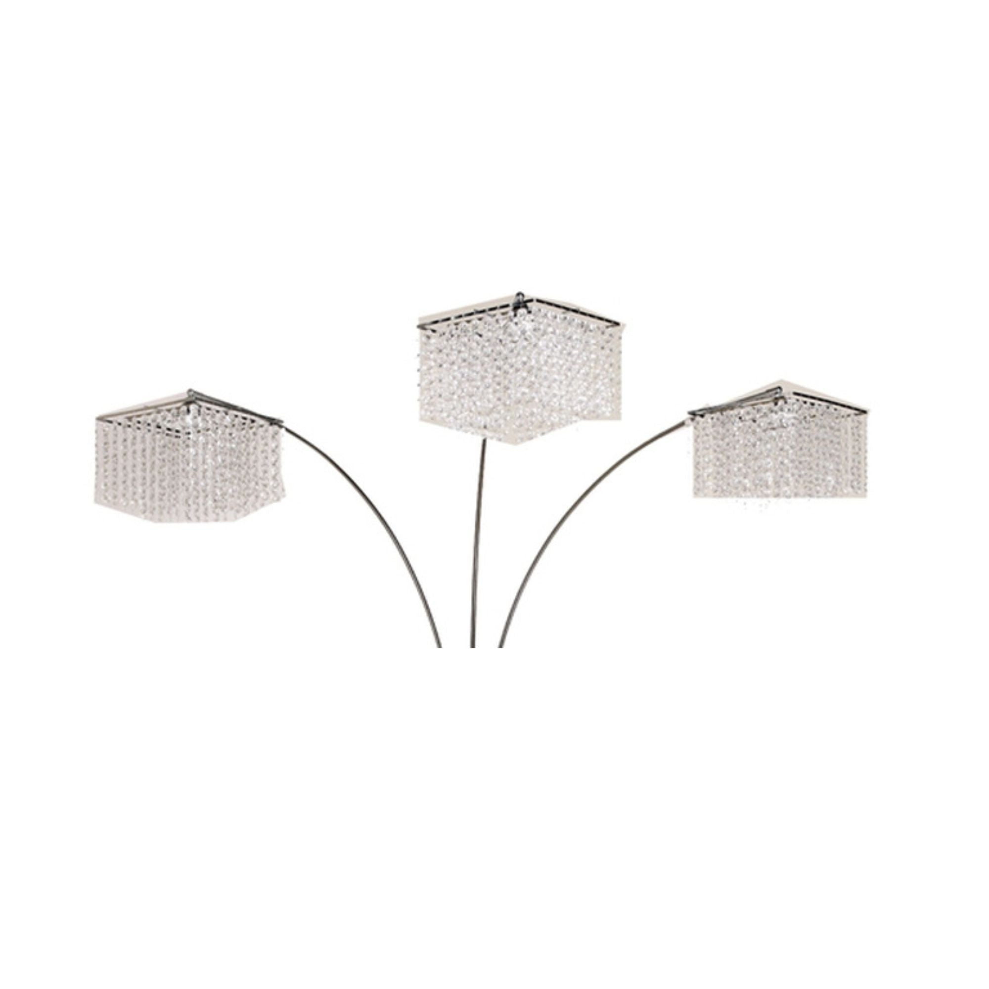 84' Tall Metal Floor Lamp with 3 Crystal Shaded Arches