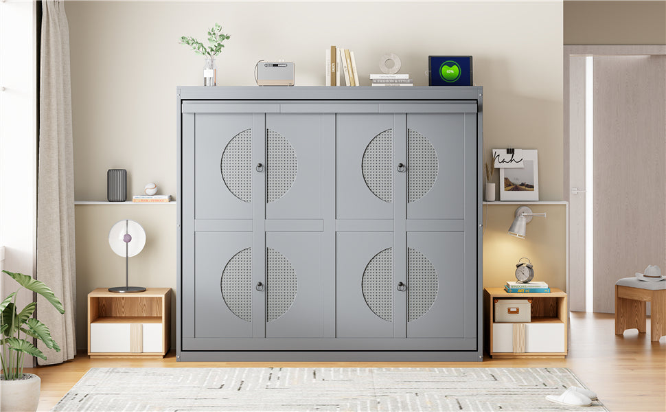 Full Size Murphy Bed Wall Bed,Gray