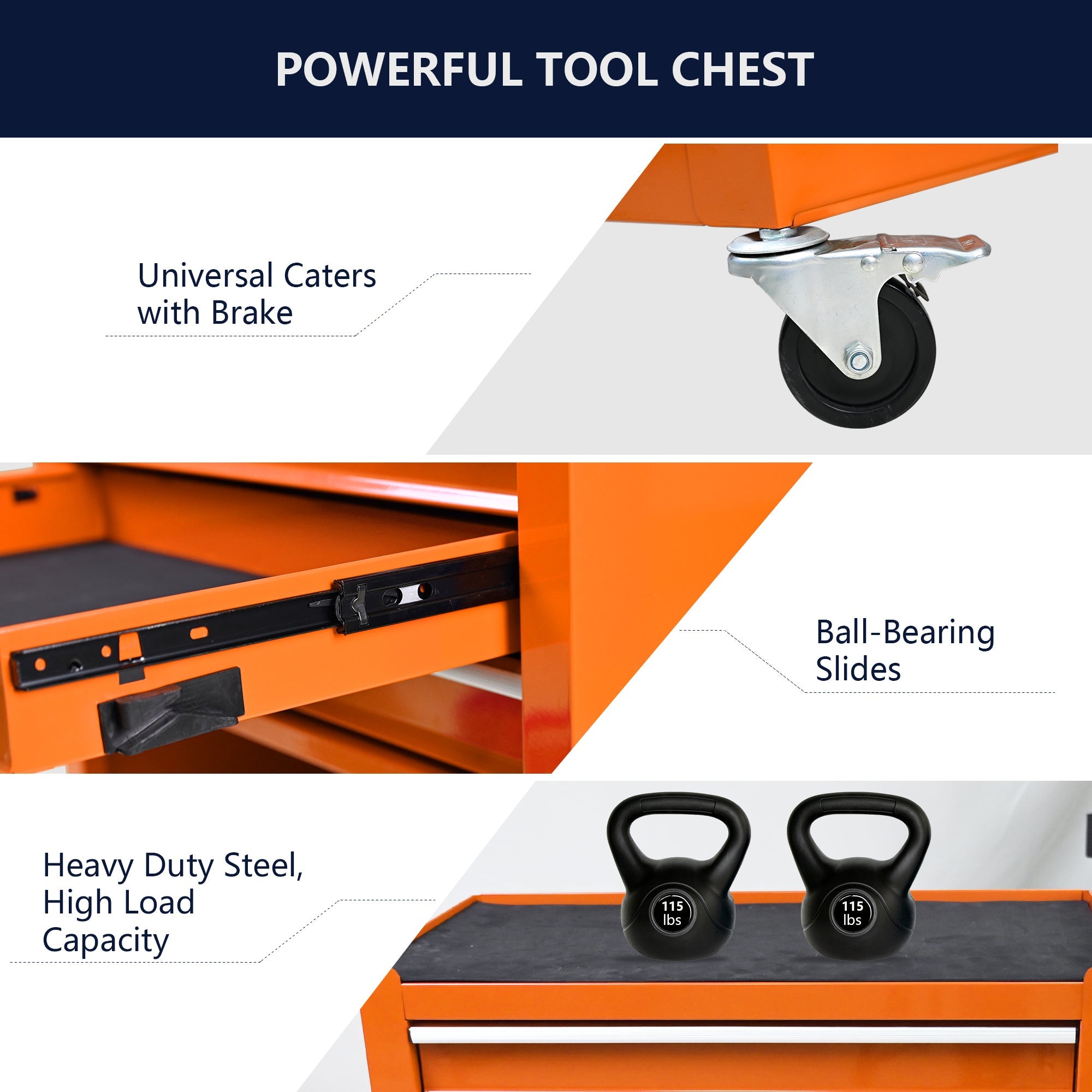 4 Drawers Multifunctional Tool Cart With Wheels-Orange