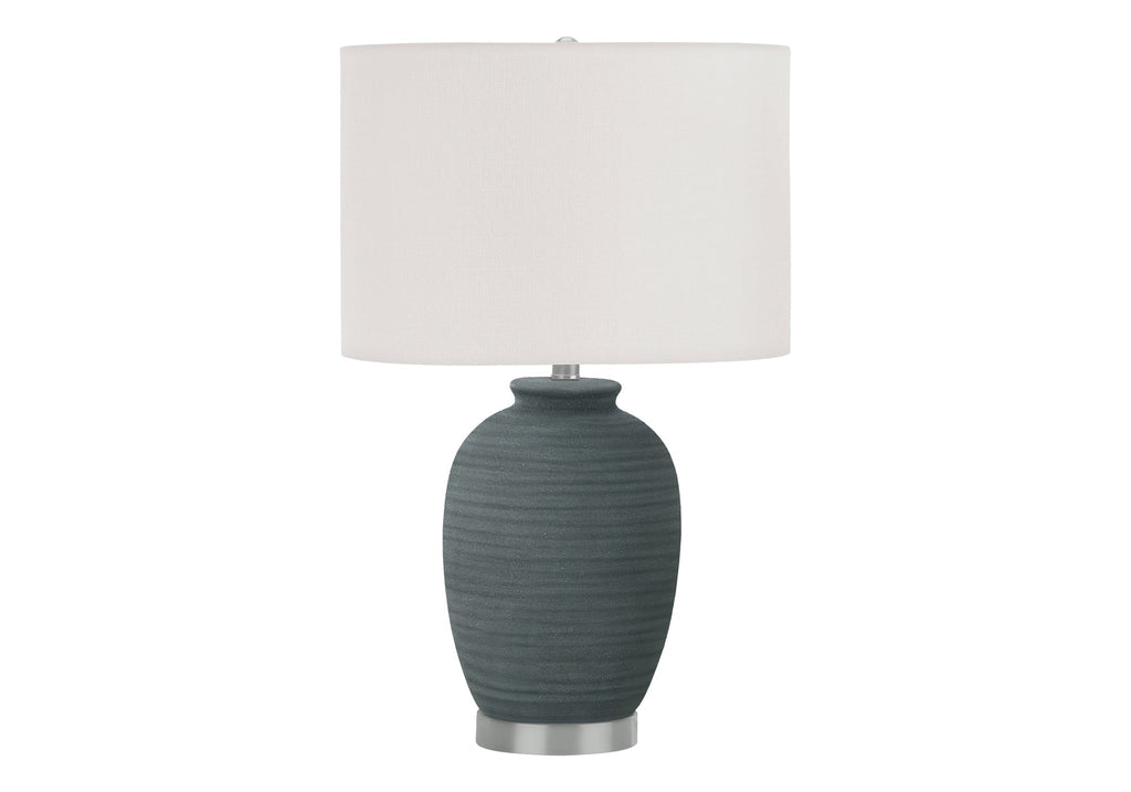 Lighting, 24'h, Table Lamp, Blue Ceramic, Ivory / Cream Shade, Contemporary