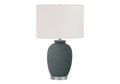 Lighting, 24'h, Table Lamp, Blue Ceramic, Ivory / Cream Shade, Contemporary