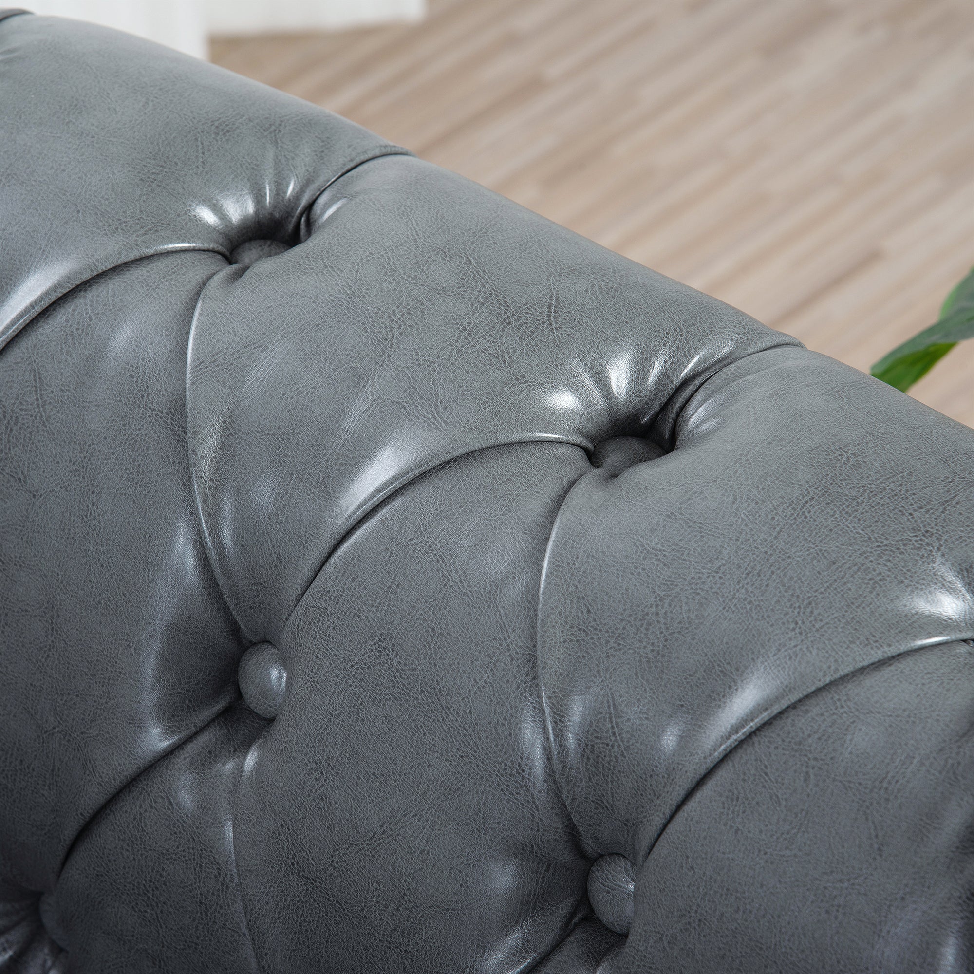 84.65' Rolled Arm Chesterfield 3 Seater Sofa.