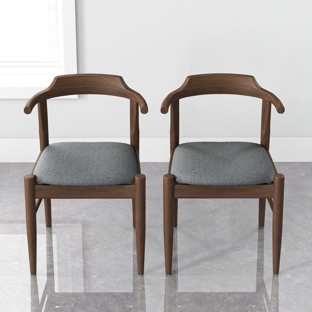 Daisy Mid-Century Modern Gray Fabric Dining Chair with Solid Wood Frame 18.50' L x 22.50' W x 28.00' H Farmhouse Kitchen Side Chairs with Foot Pegs (Set of 2)