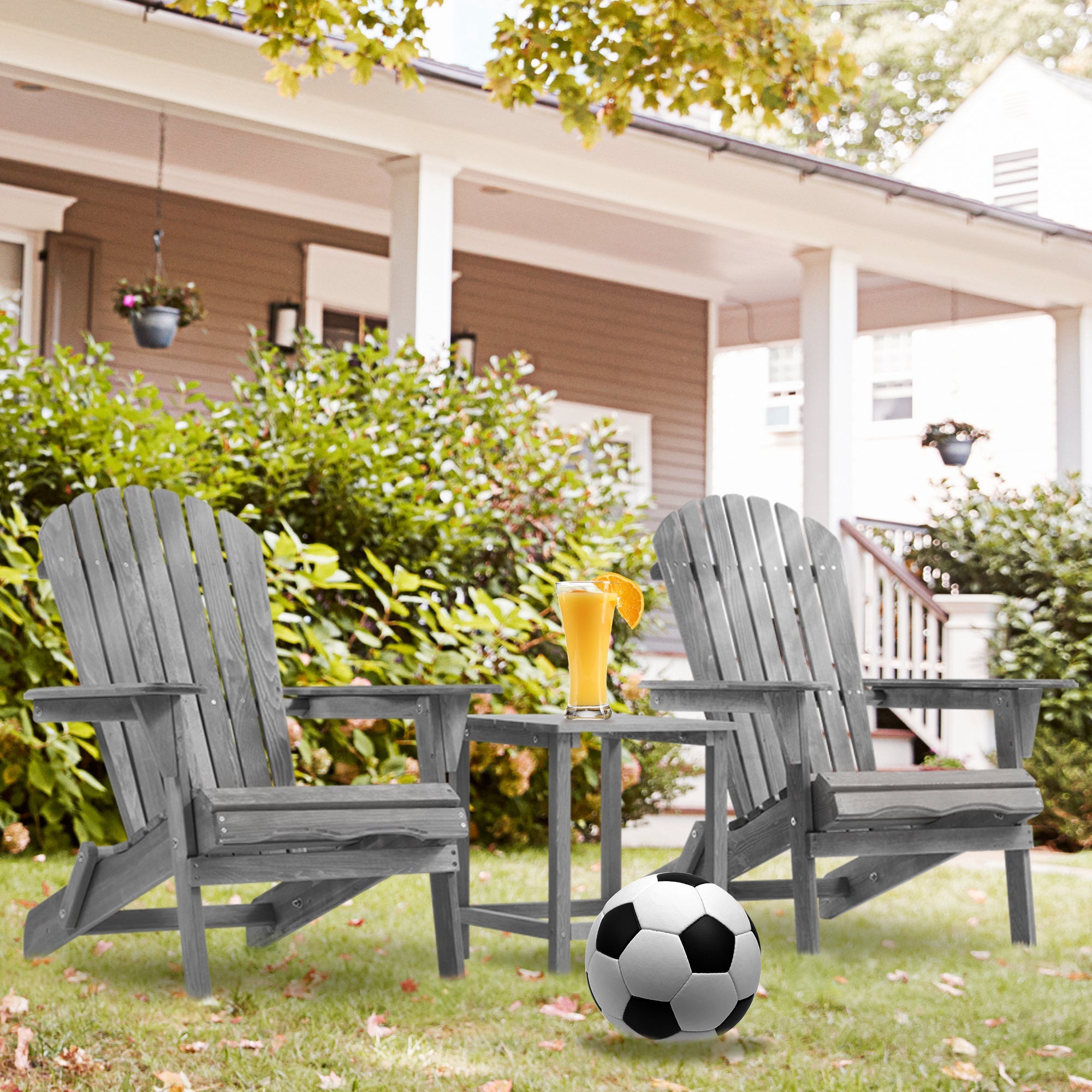 Classic Gray Cedar Wood Lounge Patio Chair Set of 2 for Garden and Outdoor Use