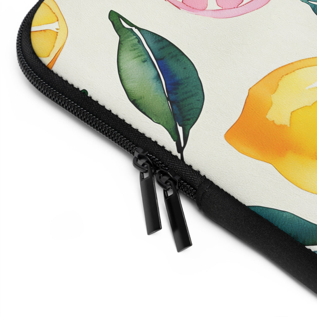 Watercolor Citrus Laptop Sleeve | Lemon Grapefruit Hand-Painted Tech Cover