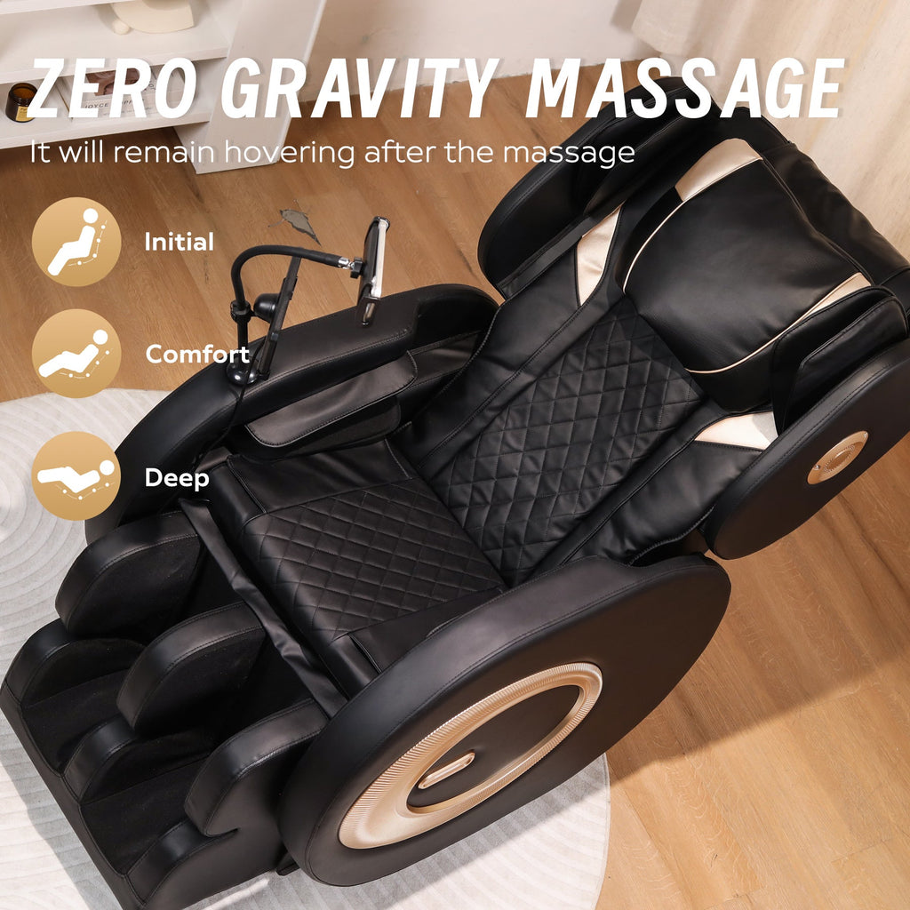 2025 Black Automatic Massage Chair Recliner with Zero Gravity and Full Body Air Pressure