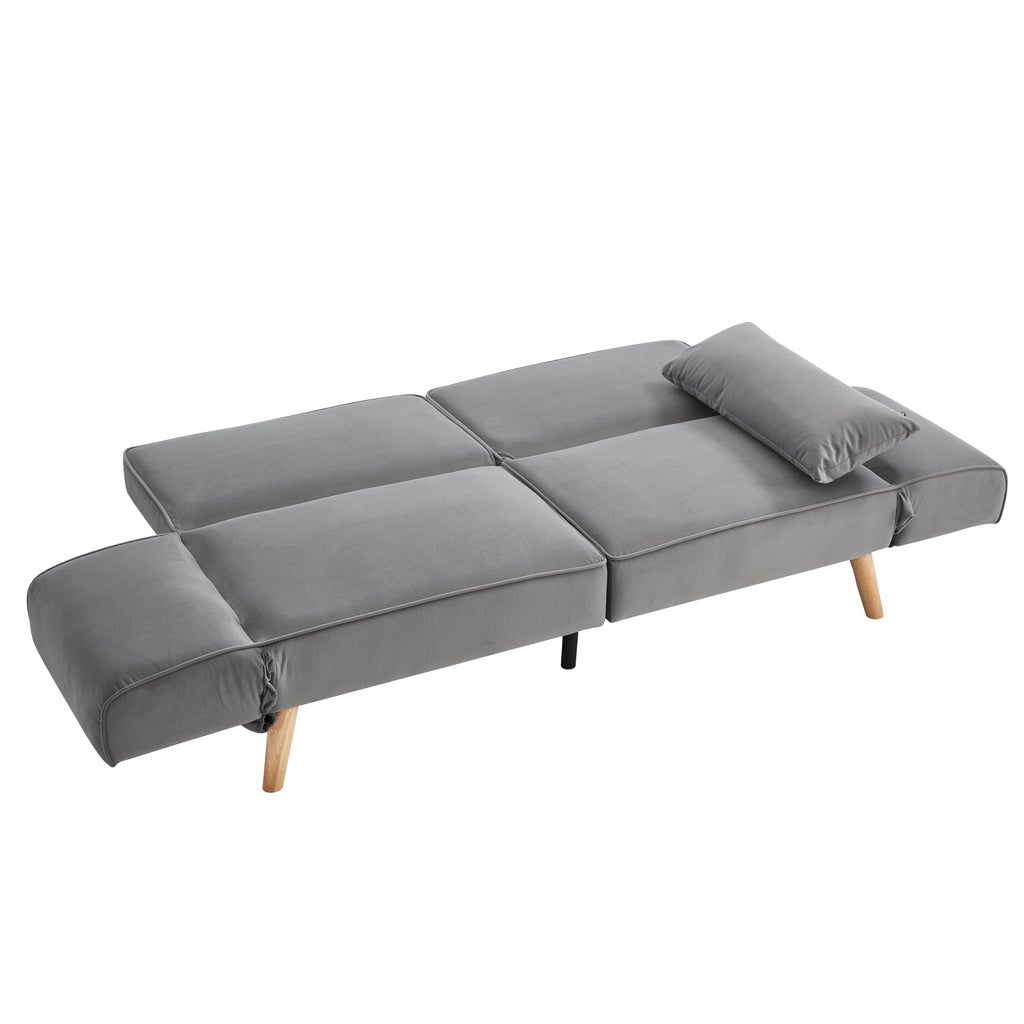 72.8'' Futon Sofa Bed, Sleeper Sofa, Small Couch with Adjustable Armrests, Adjustable Recliner Sleeper Sofa Bed for Living Room, Bedroom, Apartment, Gray