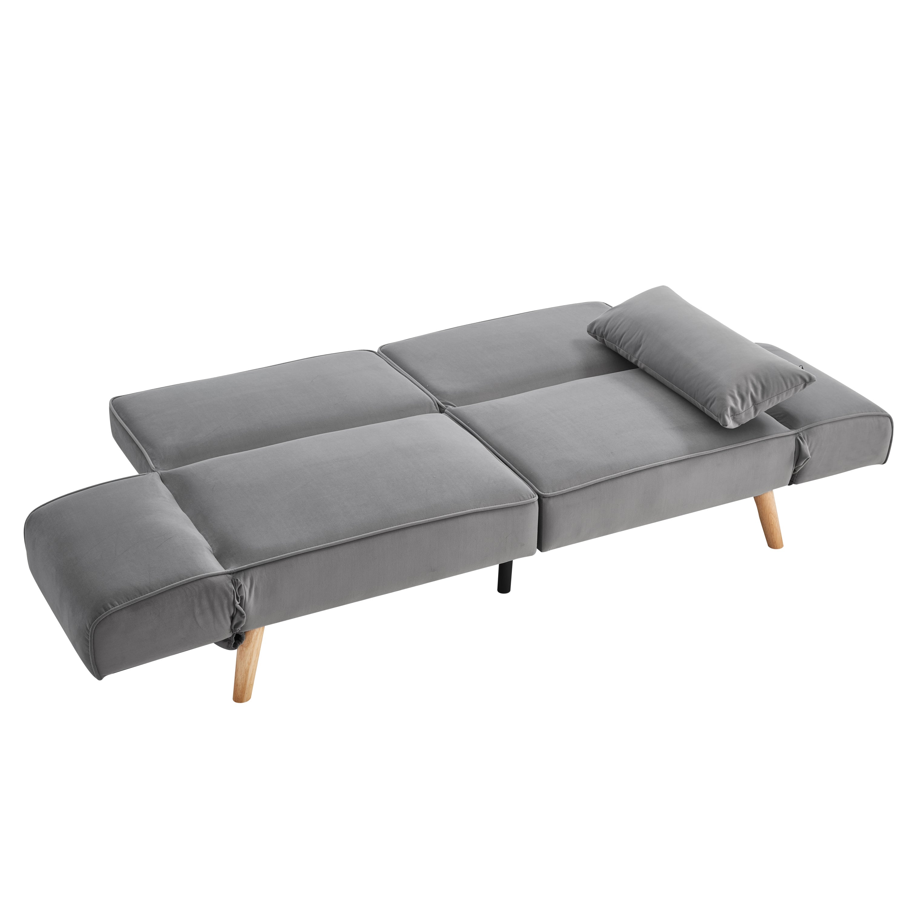 72.8'' Futon Sofa Bed, Sleeper Sofa, Small Couch with Adjustable Armrests, Adjustable Recliner Sleeper Sofa Bed for Living Room, Bedroom, Apartment, Gray