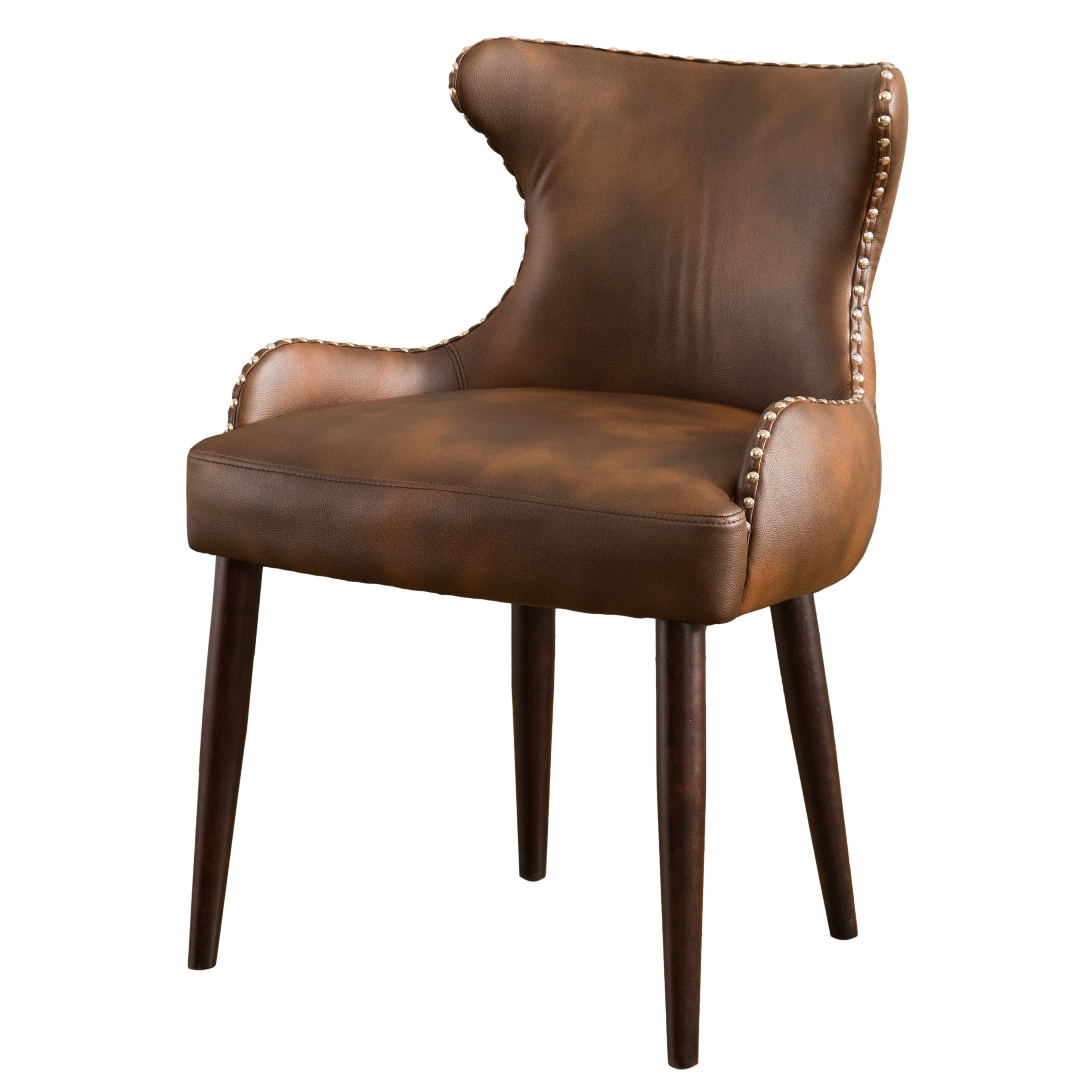 Viking Tufted Button Back barrel chair with Nailhead, Brown
