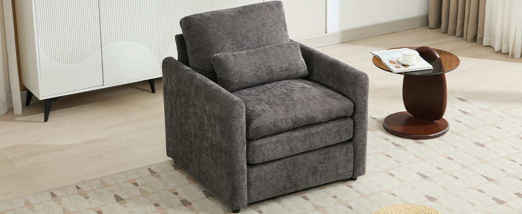 31.9' Cozy Upholstered Armchair Oversized Comfy Cloud Sofa Double Cushion Single Sofa Plush Cushion Armchair for Living Room, Grey