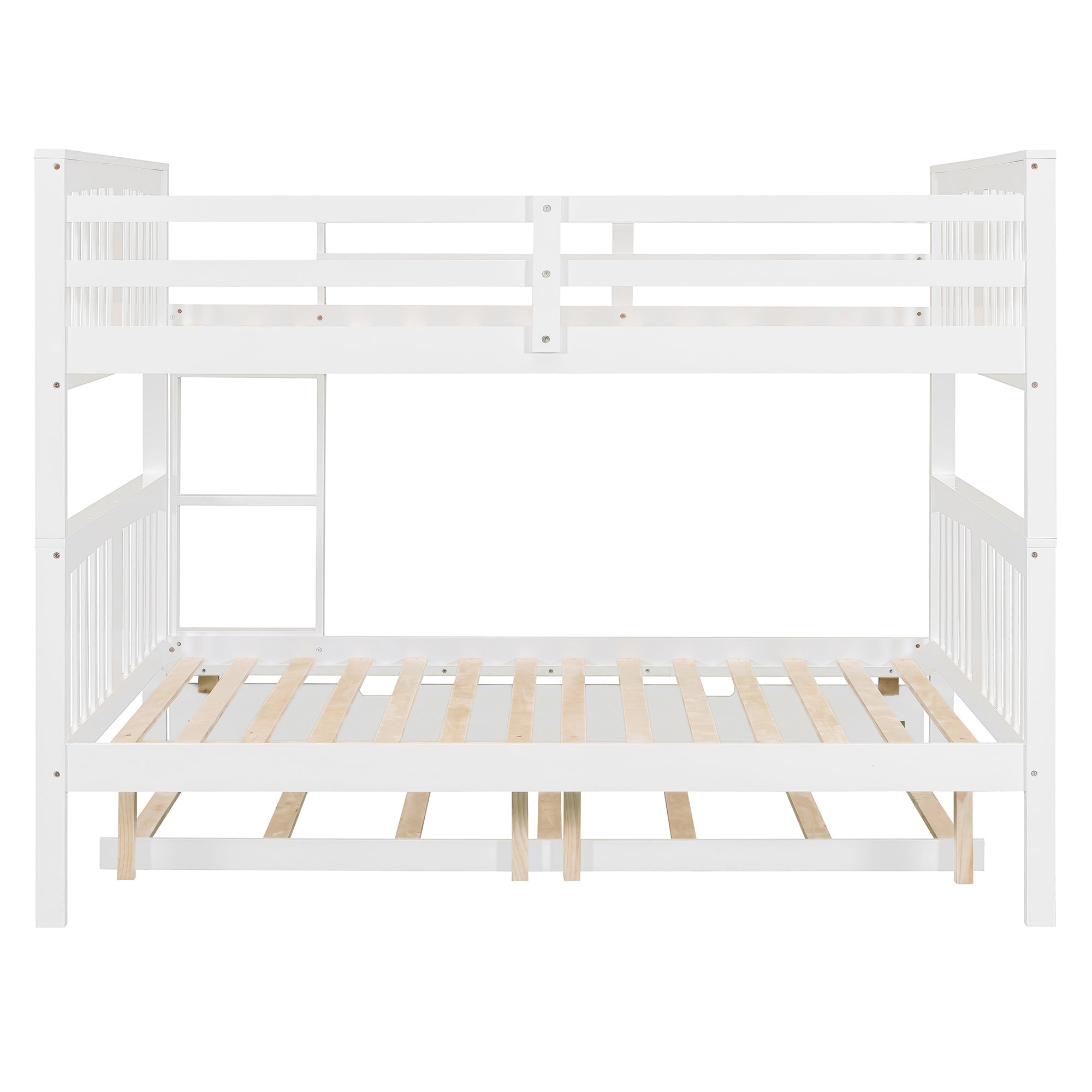 Full over Full Bunk Bed with Twin Size Trundle and Ladder-White(Old SKU: LT000204AAK)
