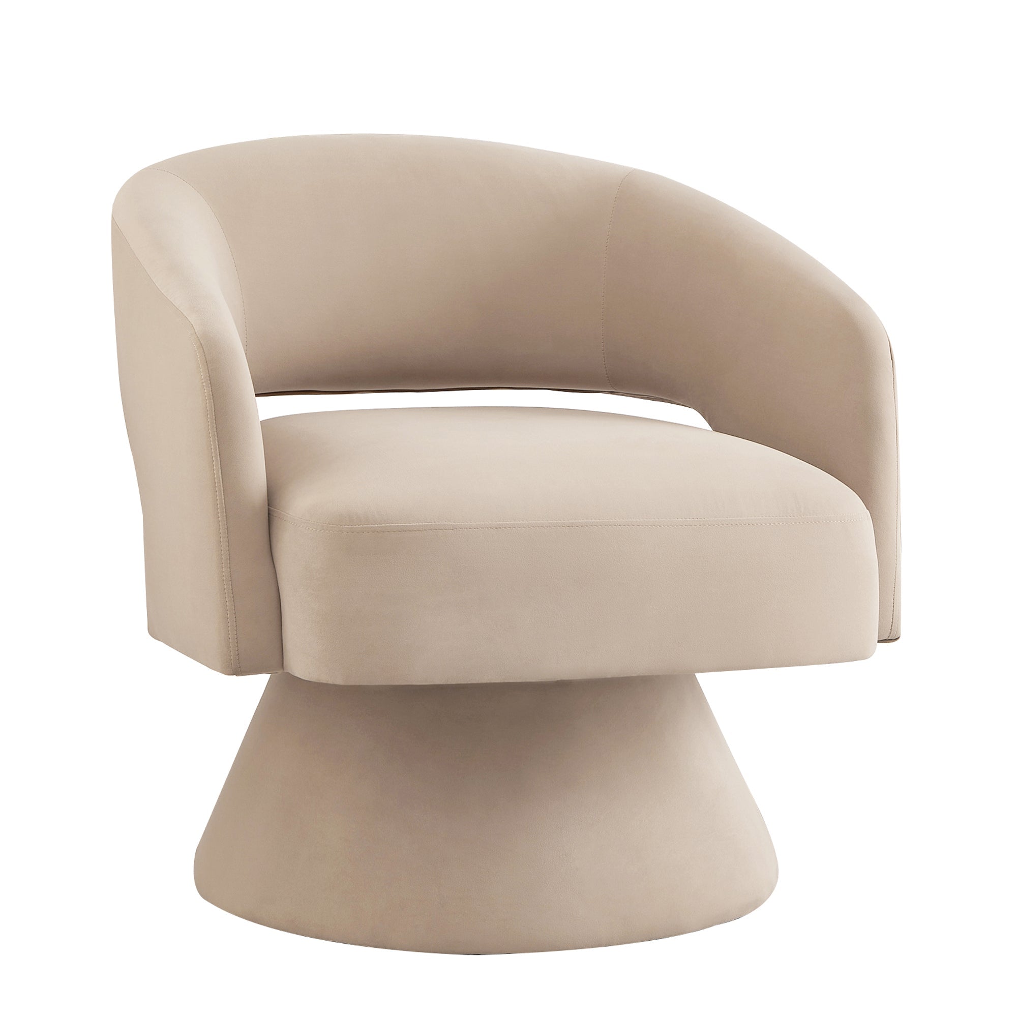 Modern Swivel Barrel Chair, Upholstered Velvet Round Accent Chairs,360 Degree Comfy Swivel Chair with Open Backrest, Single Chair Armchair for Living Room Bedroom, Homerest,Taupe ( Beige)
