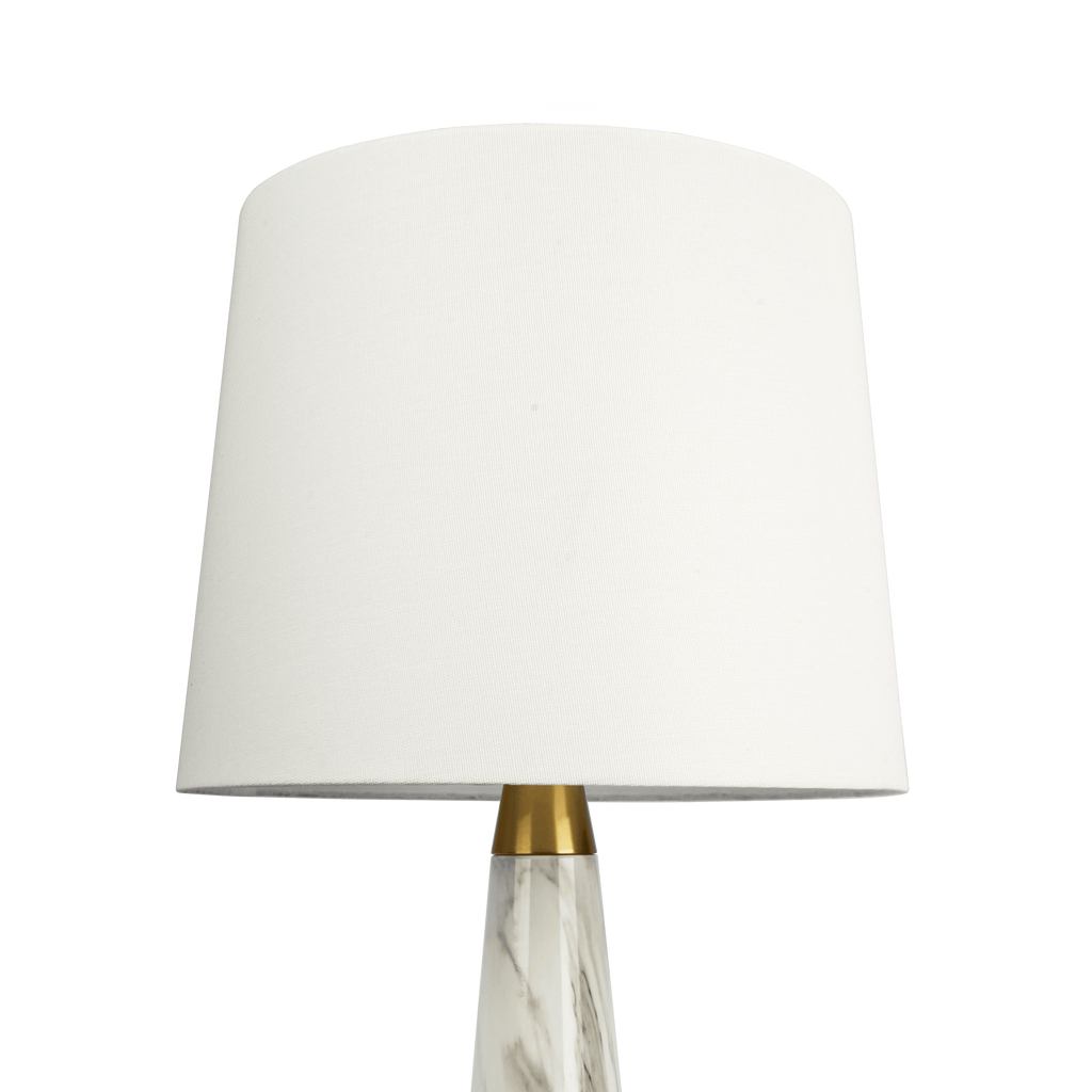 Enclave Hydro White Table Lamp with On/Off Switch Faux Marble Base Fabric Shade