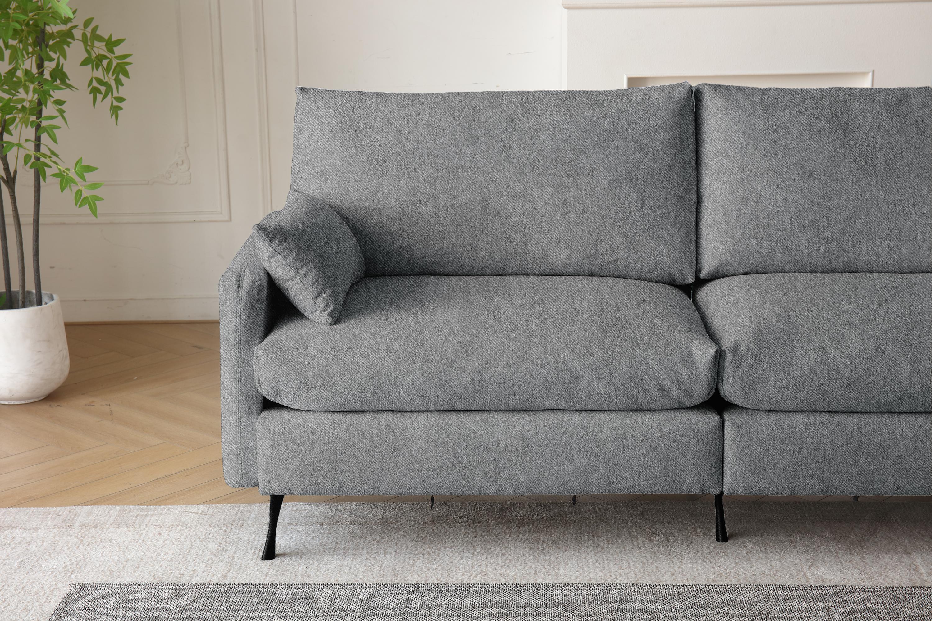 Deep 3-Seater Cloud Couch with 2 Armrest Pillows and 2 Toss Pillows, Love Seat for Living Room Bedroom Office Apartment, Grey