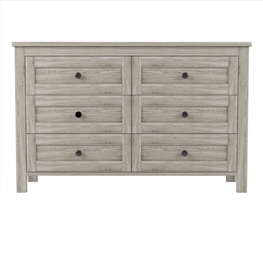 3-Pieces Bedroom Sets Queen Size Farmhouse Platform Bed with Double Sliding Door Storage Headboard and Charging Station, Storage Nightstand and Dresser, Antique Gray(Old SKU HL000092AAG)