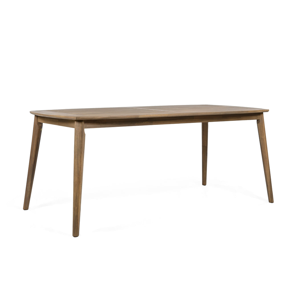 Acacia Wood Dining Table 8-Person Outdoor Table, Farmhouse Furniture for Patio, Garden, Backyard, Light Brown 180 LBS Weight Capacity 70.75'L
