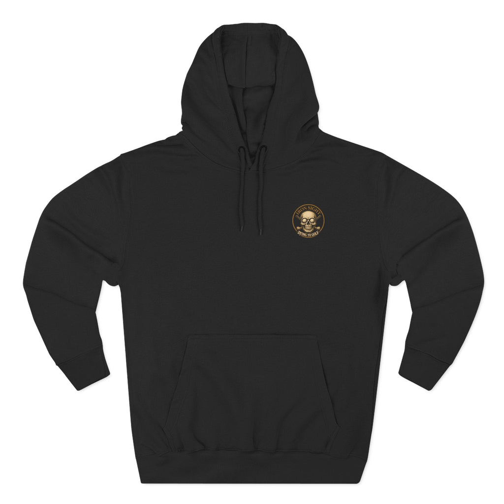 Dying to Golf Skull Hoodie — Golf Ball Eye Skull with Crossed Irons