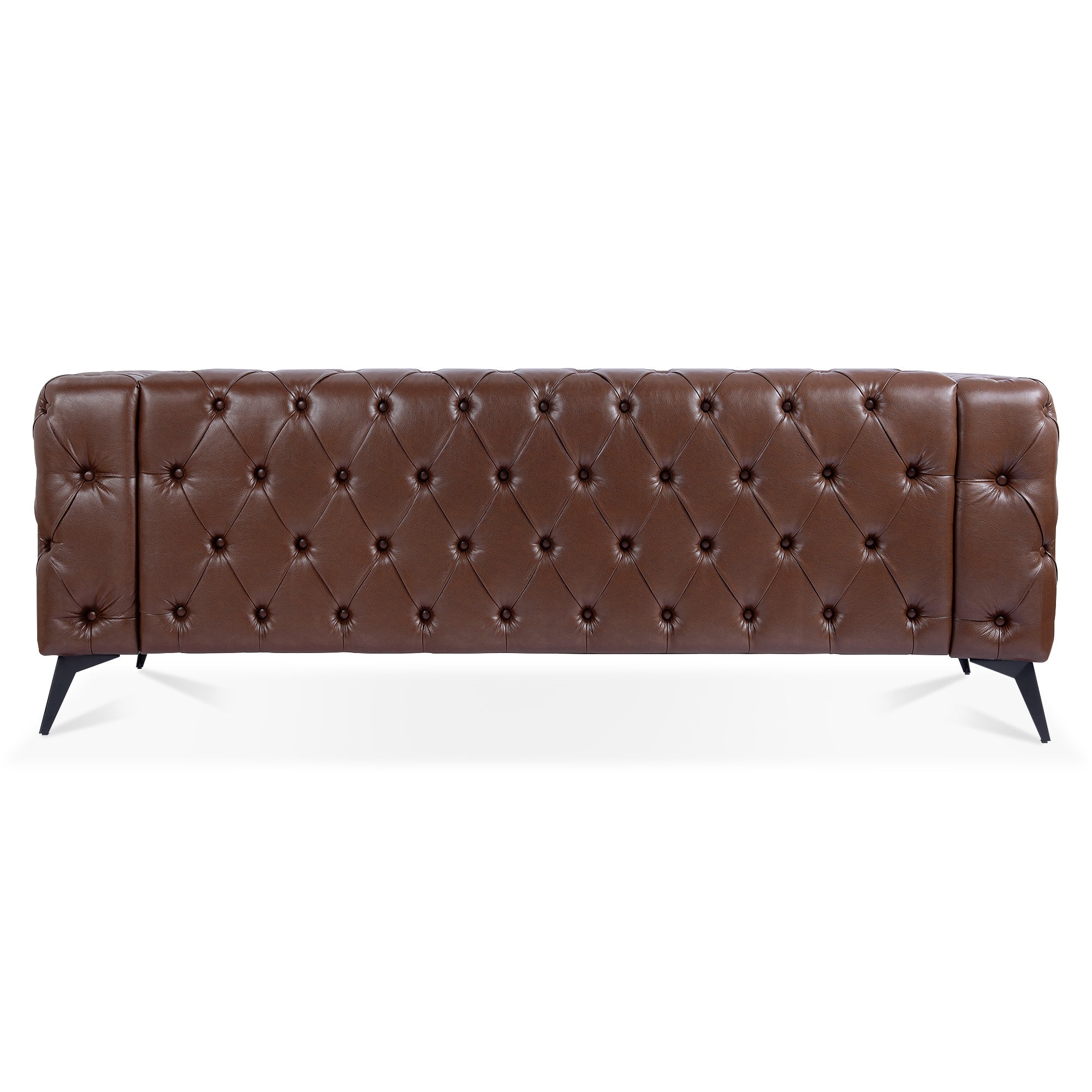 Traditional Square Arm 3-Seater Sofa with Removable Cushion, Dark Brown PU, 84.06 Inch