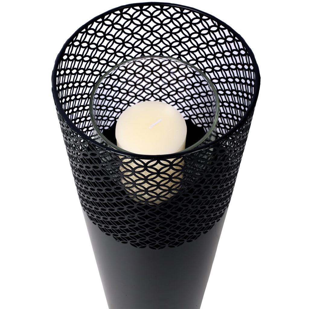 Lantern Column, Set of 2, Decorative Column for Garden in  Industrial Design, Lantern for Outdoor and Indoor, Lantern Including Candles, Oriental, 37 1/2+ 29 1/2 in