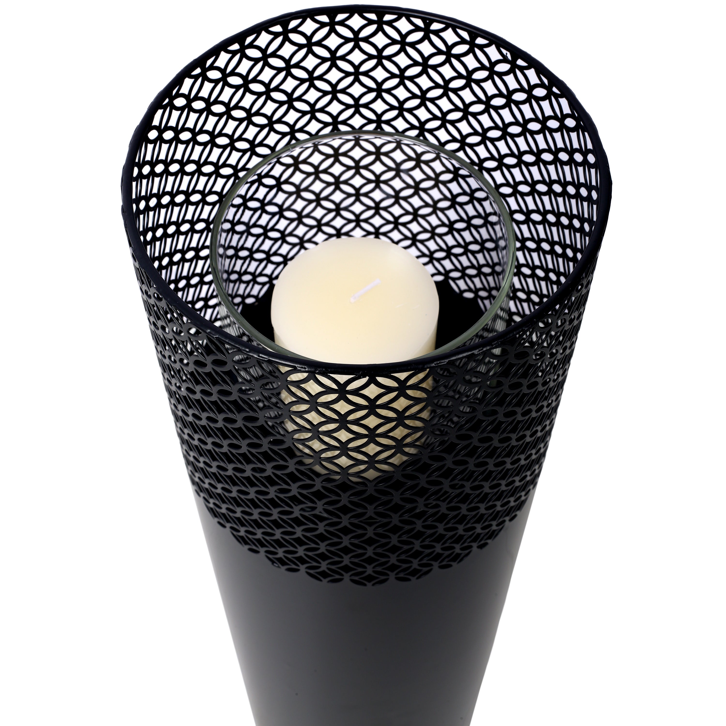 Lantern Column, Set of 2, Decorative Column for Garden in  Industrial Design, Lantern for Outdoor and Indoor, Lantern Including Candles, Oriental, 37 1/2+ 29 1/2 in