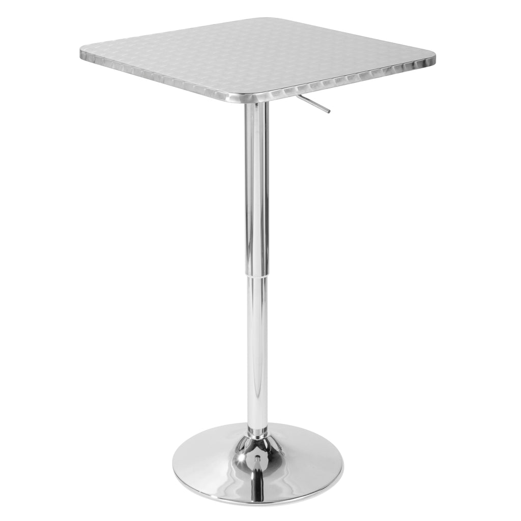Bistro Contemporary Adjustable Square Bar Table in Silver by LumiSource