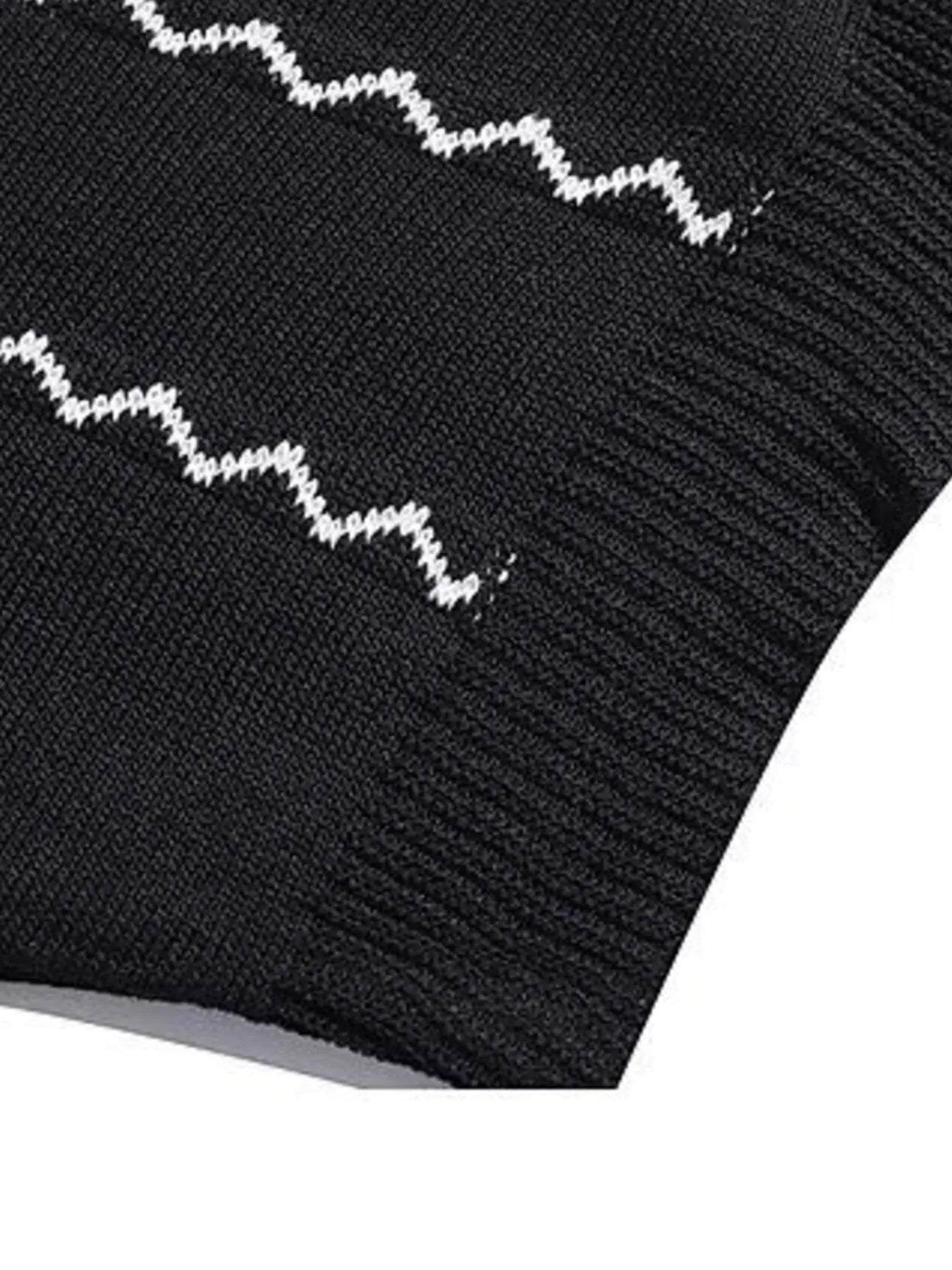 Zigzag Striped Knit Polo Plus Size