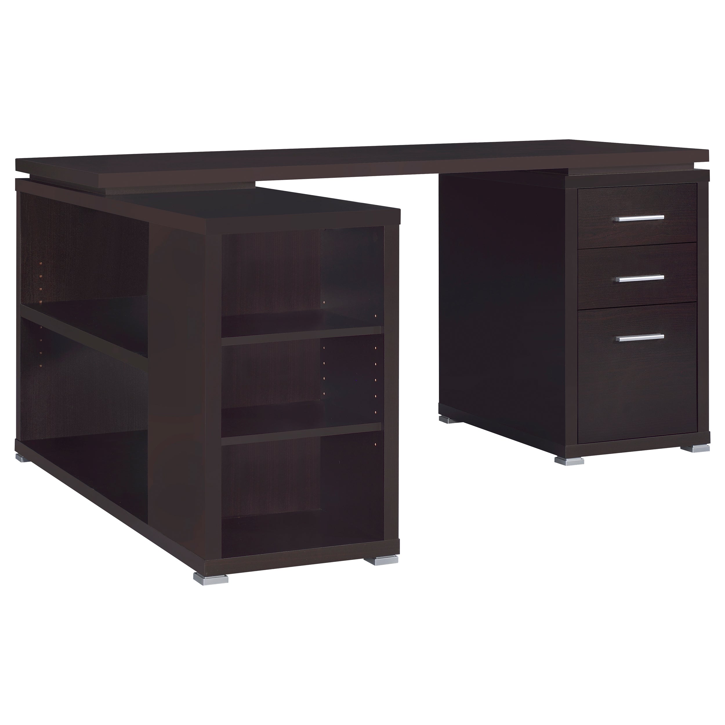 Tona Cappuccino 3-Drawer L-shape Computer Desk