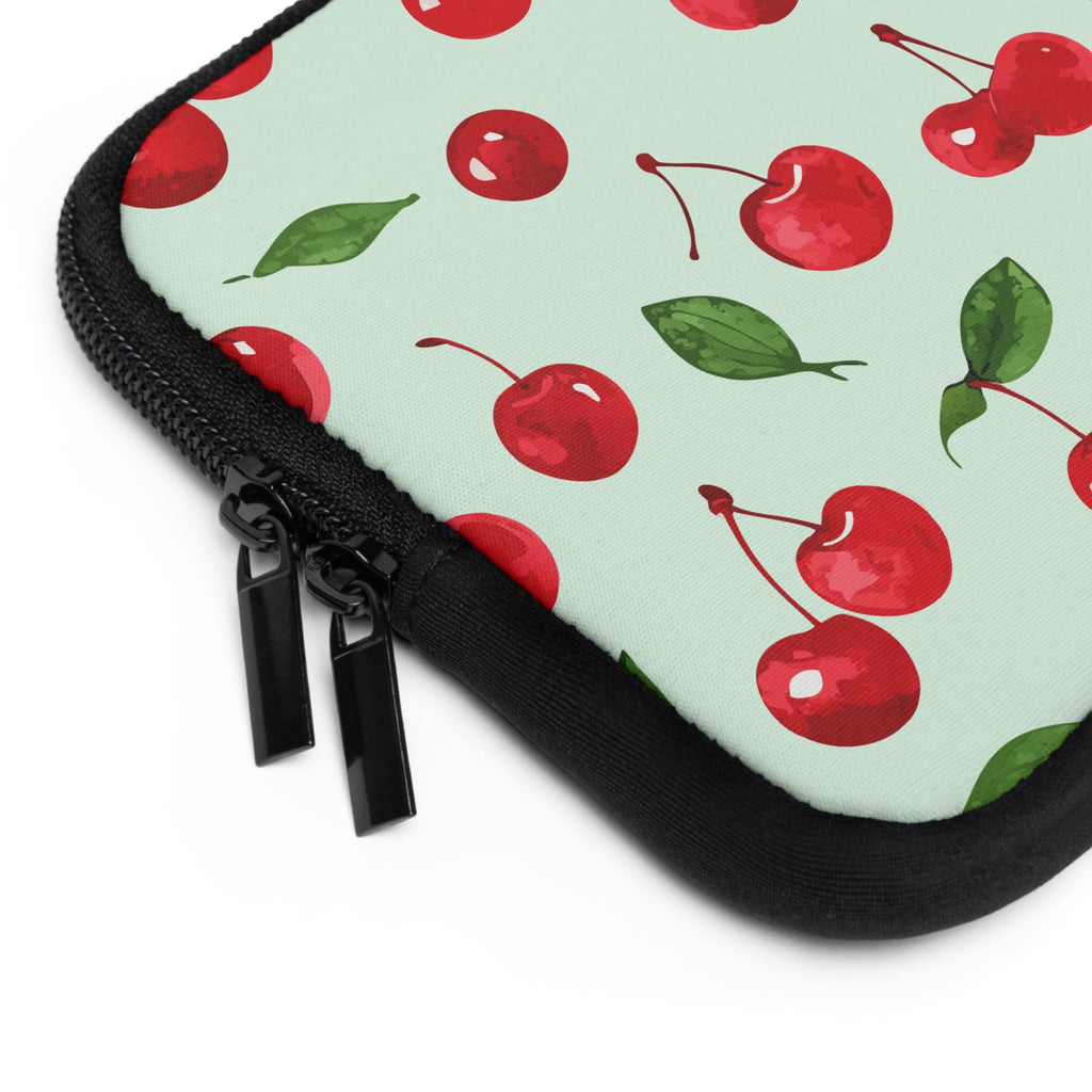 Cherry on Mint Laptop Sleeve | Retro Fruit Tech Cover for Women